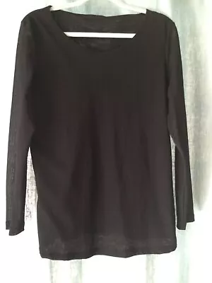 Buy Madeleine Long Sleeve Double Layered Viscos Top Semi-Sheer Sleeves Black S L New • 18£
