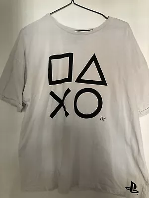 Buy White PlayStation Sony T-shirt Logo Size L • 0.99£