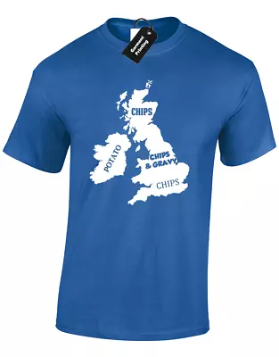 Buy Chips And Gravy Mens T Shirt Funny Map Design English Scottish Irish Joke Cool • 8.99£