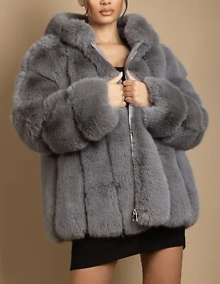 Buy Chunky Faux Fur Hooded Jacket • 130£