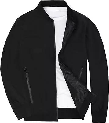 Buy Men's Lightweight Bomber Jacket Fall Baseball Casual Full Zip Windbreaker Coats • 9.99£