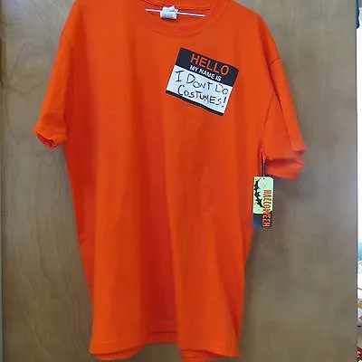 Buy Orange Halloween T-Shirt -  Hello My Name Is  - Size L - New With Tag • 3.77£