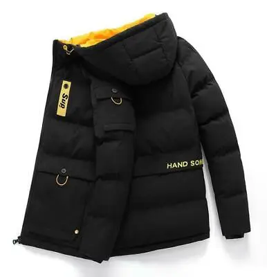 Buy Winter Men Fashion Padded Jacket Thick Cotton Coat Large Size Outerwear Hooded.+ • 48.92£