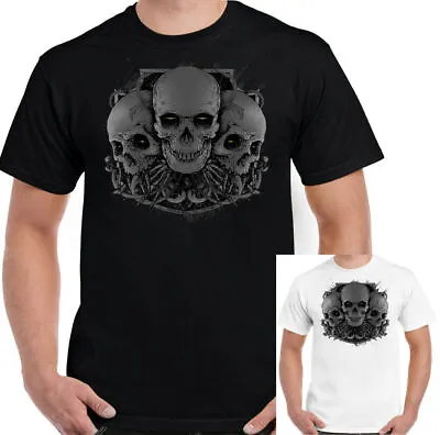 Buy Demon Skull T-Shirt Mens Biker Tattoo Motorbike Motorcycle Gothic Goth Rock TOP • 9.94£
