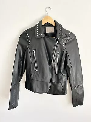Buy ORSAY Women’s Studded Faux Vegan Leather Biker Short Zip Jacket Eur 36, UK S 8 • 7.99£