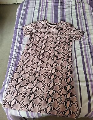 Buy Primark Pink Snake Print Tshirt Dress Size 12 • 1.50£
