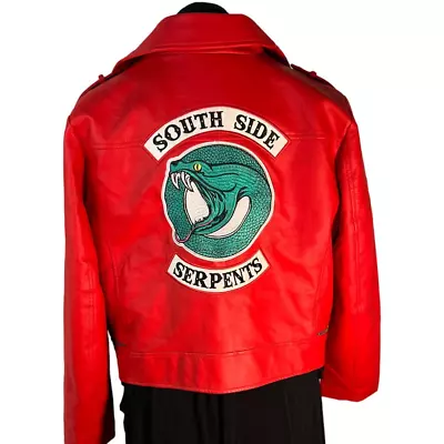 Buy Riverdale Red  South Side Serpents  Faux Leather Moto Jacket, Size 2X  • 56.83£