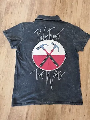 Buy Rare Pink Floyd The Wall Hammers Distressed Polo Shirt Top Size L • 24.99£