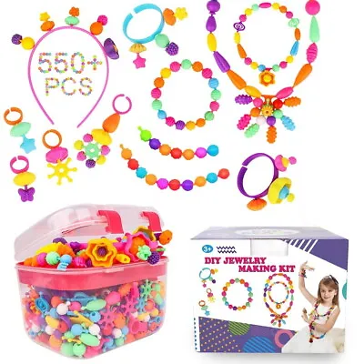 Buy DIY Kids Jewellery Making Kit - Pop Beads - Creativity Toys For Girls 550+ Pcs • 12.99£