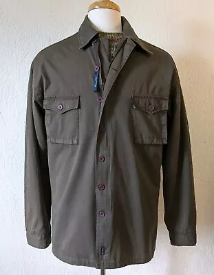 Buy GANT Olive Chore Shirt Shacket Jacket Button And Zip Front Men's Size XXL • 40£