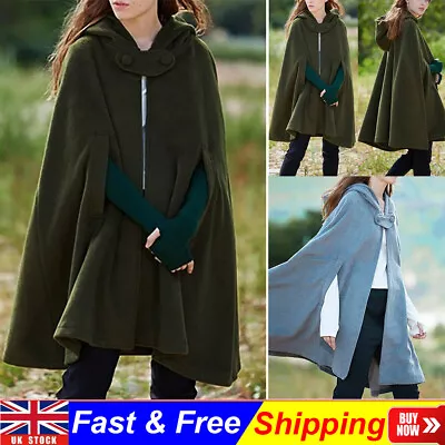 Buy New Casual Cape Coat Gothic Punk Loose Sleeveless Button Hooded Cloak Streetwear • 21.33£