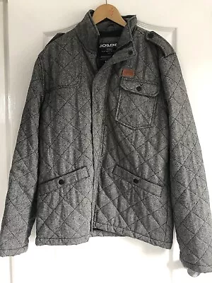 Buy Jack & Jones Men's Grey Quilted Jacket / Coat Size XL • 14.99£
