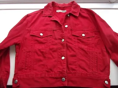 Buy TOPSHOP MOTO Red Denim Jacket Size 8 • 5.99£