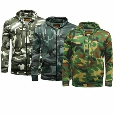 Buy Mens Camouflage Hoodie Full Zip Hooded Winter Jacket Military Camo Top S-5XL • 21.99£