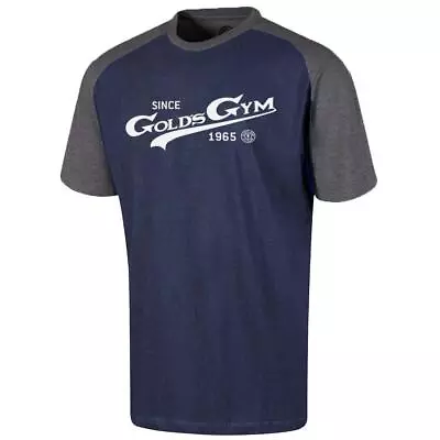 Buy Golds Gym Mens Vintage Print Crew Neck Contrast Short Sleeve Top Tee T-Shirt • 18.45£