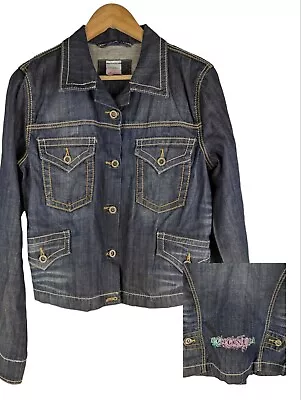 Buy Dark Blue Denim Jacket, Coconuda Fashion 90's Contrast Stitch Overcoat, Size L • 24.89£