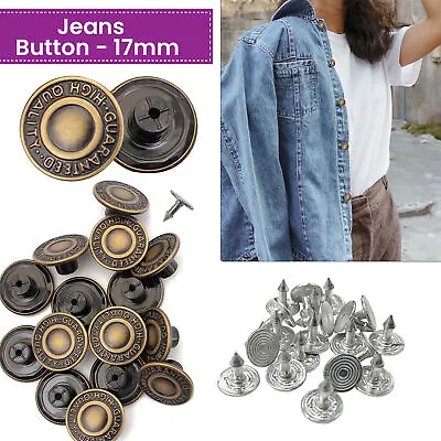 Buy 17mm Light Bronze Jeans Buttons Hammer On Denim Replacement For Jacket Handbags • 1.89£
