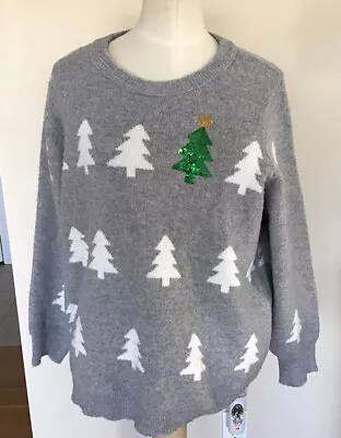 Buy Holiday Time Women’s Size 1X 16W/18W Gray Christmas Sweater Christmas Tree • 14.20£