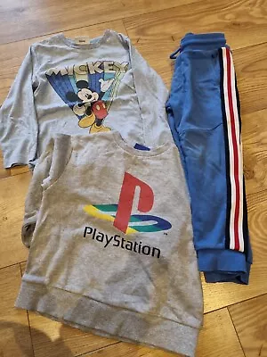 Buy Boys Clothes 3-4 Years 3 Piece Bundle Mickey Top Playstation Jumper Joggers GC • 3.99£
