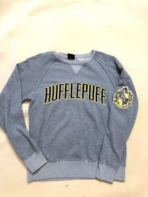 Buy Universal Studios Harry Potter Hufflepuff Gray Fleece Sweatshirt Size Small • 12.85£