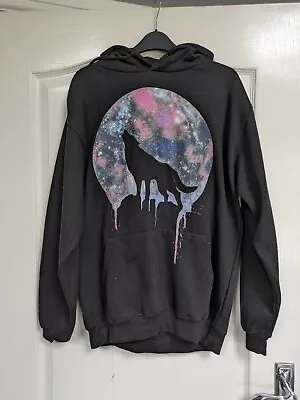 Buy Unisex Fashion Casual Hoodie Printed Wolf Howling Moon Pic Sweatshirt Size Large • 15£