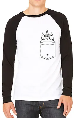 Buy Cat Unicorn Caticorn Breast Print Men Woman Funny Unisex Pocket Baseball T-Shirt • 13.99£