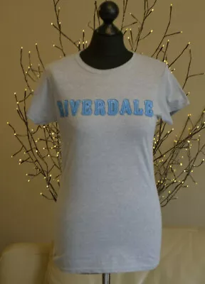 Buy RIVERDALE Womens T-Shirt Tee Top Logo Graphic Print SS Crew Grey Cotton Sz. Med • 14.95£