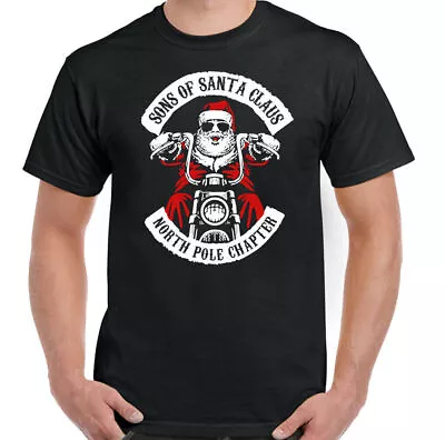 Buy Christmas Biker T-Shirt Sons Of Santa Claus Anarchy Mens Funny Motorcycle Bike • 10.49£