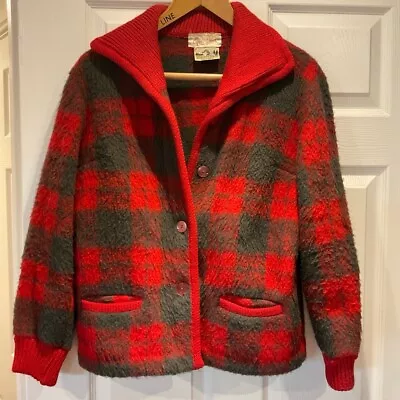 Buy Vintage 1950 Red Check Mohair Jacket Tissu Des Pyrenees French Szs/m Final Price • 25£