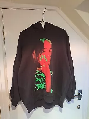 Buy Billie Eilish Hoodie Contrast Neon Green Red Divided By H&M UK Size XL • 10£