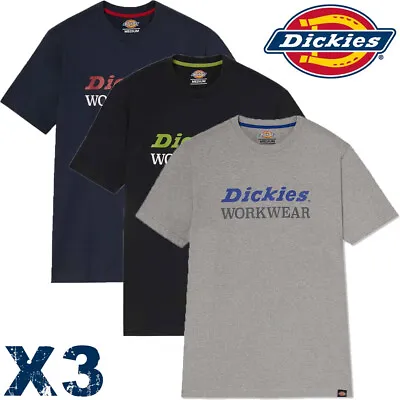 Buy Dickies T-Shirt Top 3-Pack Mens Workwear Black Blue Grey S - XXXL Rutland SH5030 • 39.95£
