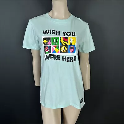 Buy WESC T-Shirt M Womens Blue Wish You Were Here Print Crew Neck Short Sleeves • 12.25£