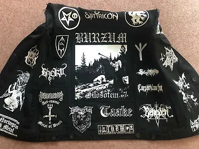 Buy True Scandinavian Black Metal Battle Jacket Cut-Off Denim Vest Satyricon Mayhem • 216.66£