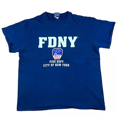 Buy NYC Fire T Shirt Vintage Blue Large T Shirt Fire Department New York City Y2k • 22.50£