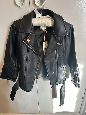 Buy River Island Baby Girl Black Leather Jacket - Size 18-24M- BRAND NEW - FREE P&P • 28£