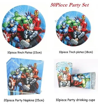 Buy Avengers Theme Party Plates Cups Banner Balloons Kids Birthday Party Decoration • 4.29£