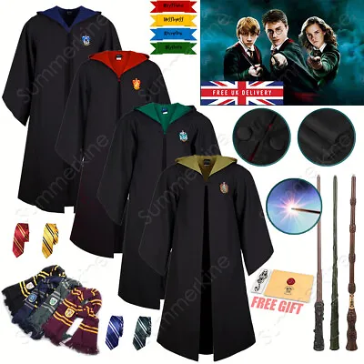 Buy UK Harry Potter Gryffindor Ravenclaw Slytherin Hufflepuff Robe Cloak Tie Costume • 8.59£
