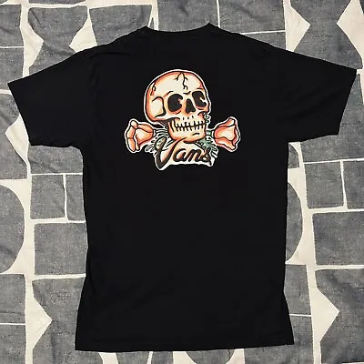 Buy Vans Bad Trip Skull Roses Black T-Shirt Medium • 25£