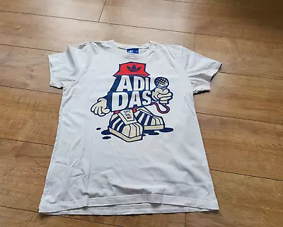 Buy Vintage Adidas Run Dmc Character Dept 76 Motif White Tshirt Size Small Very Rare • 25£