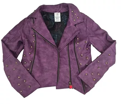 Buy Disney Store Descendants Purple Faux Leather Studded Jacket Age 7-8 • 13£