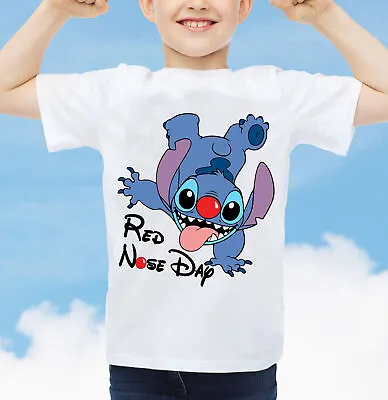 Buy New Girls Boys Red Nose Day Kids T-Shirt Funny Lilo Stitch School Fun Top Tee • 7.99£