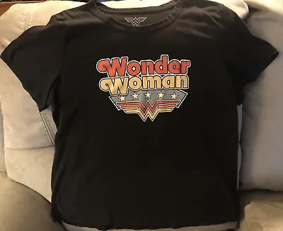 Buy Women's Size Large (12-14) Wonder Woman Graphic T-Shirt Black Short Sleeve • 13.50£