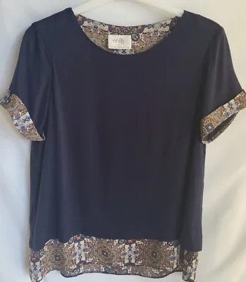 Buy Wallis Blue Double Layer Top Paisley Under Layer  Short Sleeves Round Neck Uk 10 • 8.50£