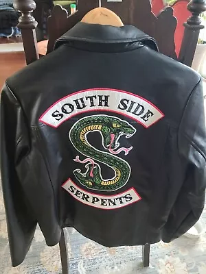 Buy Riverdale Jacket Faux Leather Southside Serpents Black  Moto Biker  Size L • 47.36£