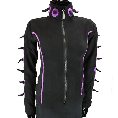 Buy Spike Fleece Jacket Emo Goth Cyber Punk Spikey Festival Black & Lilac • 19.90£
