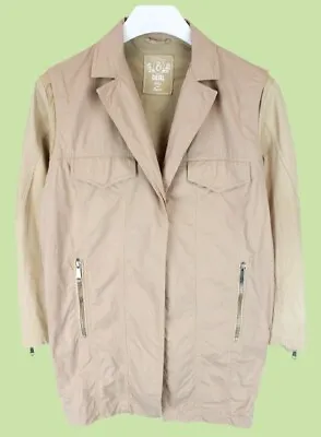 Buy DIESEL  Jacket Women's Notch Lapel Leather Sleeves Lined Pockets Oversized SMALL • 59.99£