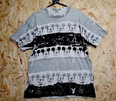 Buy Mickey Mouse T-Shirt 2XL Disney Vintage 80's Striped Splatter Distressed • 16.13£