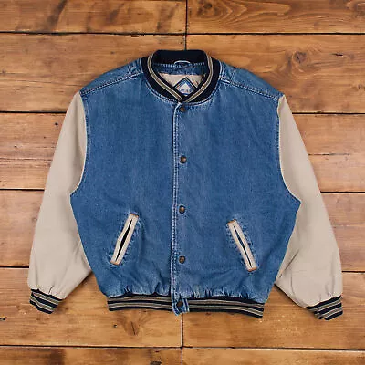 Buy Vintage Gear For Sports Varsity Jacket L 90s Bomber Denim Blue Snap • 42.99£