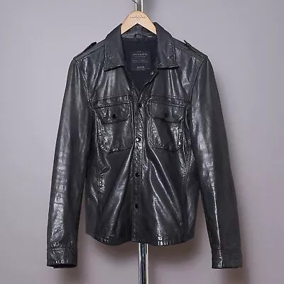 Buy ALL SAINTS SECTION Leather Shirt Jacket MEDIUM Mens Black Biker Celebrity Moto M • 199.99£