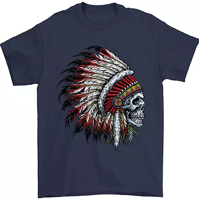 Buy Indian Skull Headdress Biker Motorbike Mens T-Shirt 100% Cotton • 7.49£